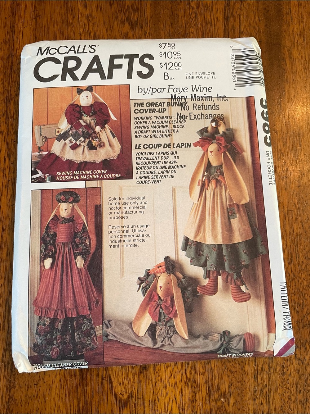 McCall Crafts Pattern #5985 The Great Bunny Cover-Up FF 1992